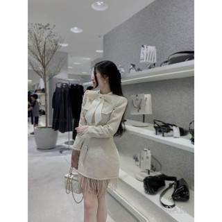 Váy dạ kim đính lông chanh sả