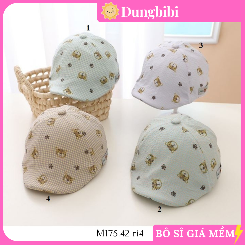 M175 Mũ nồi, mũ beret S6-30 tháng trẻ em họa tiết gấu cho bé