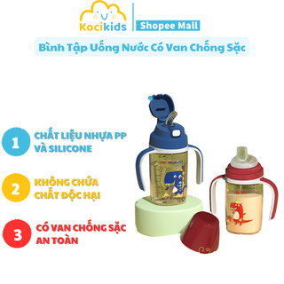 Bình tập uống nước 240ml có van chống sặc, có tay cầm cho bé chất liệu nhựa PPSU