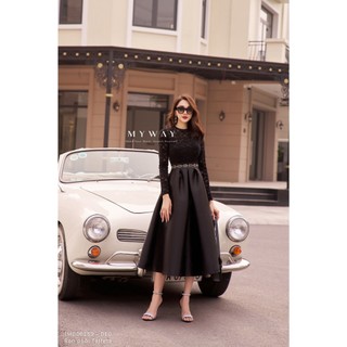 Đầm Xòe Nữ MY WAY Đi Chơi Phối Ren Sang Trọng Qúy Phái 1MD06259 DB