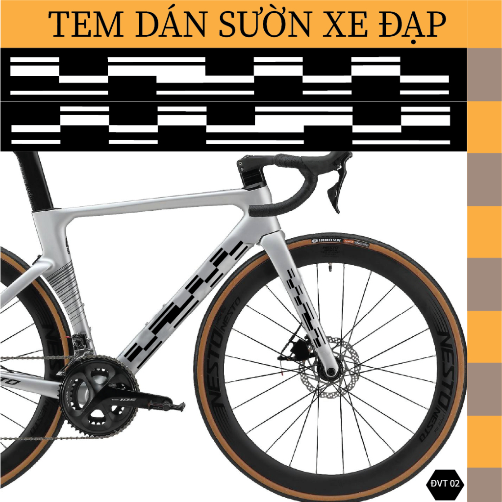 (1 Cặp) Tem Decal Dán Cho sườn Xe Đạp Các Loại Chất Liệu Bám Tốt, (ĐVT02)