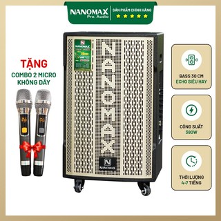 Loa kéo karaoke công suất lớn nanomax sk-12x3 3 tấc 380w tặng kèm 2 mic chống hú tốt