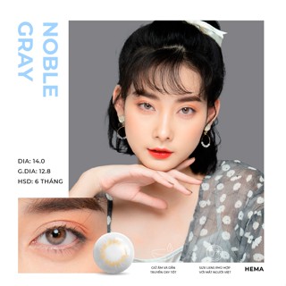 Kính áp tròng Noble Gray Blue Eyes, dòng lens cận sử dụng sáu tháng, giãn tròng vừa, màu xám lạnh phối nâu NOB-GR