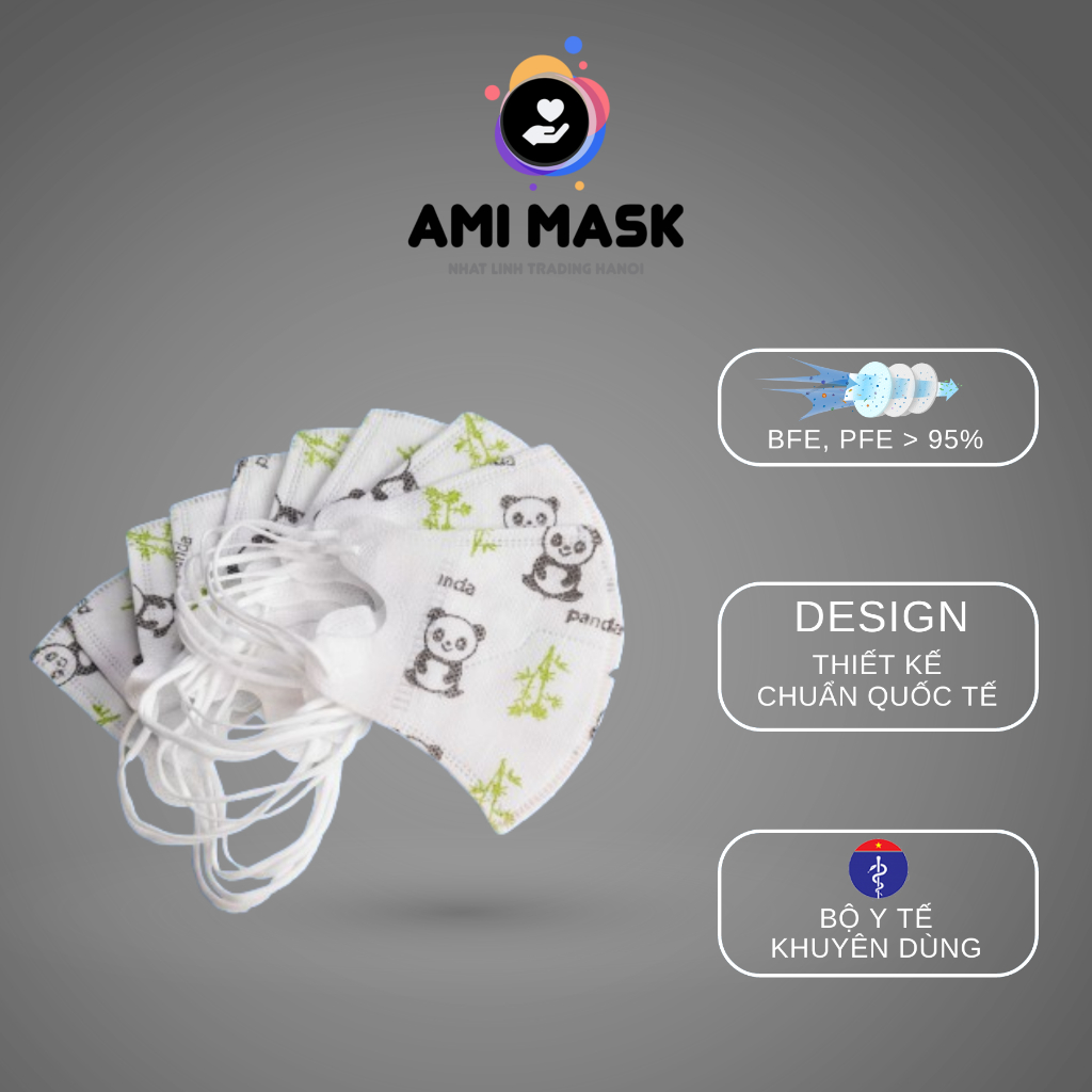 [100 chiếc] Khẩu trang y tế trẻ em AMI 5D Mask for kids 3 lớp kháng khuẩn, kiểu dáng 5D chống bụi mịn an toàn cho bé