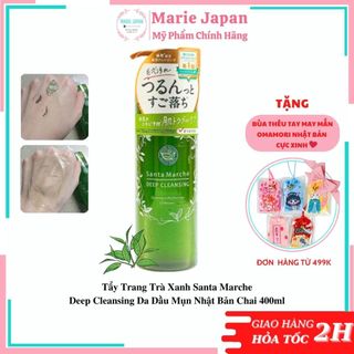Tẩy Trang Trà Xanh Santa Marche Deep Cleansing  Da Dầu Mụn Chai 400ML - Nhật Bản