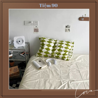 Vỏ gối cotton hoạ tiết kẻ ô phong cách hàn quốc hàn xinh xắn