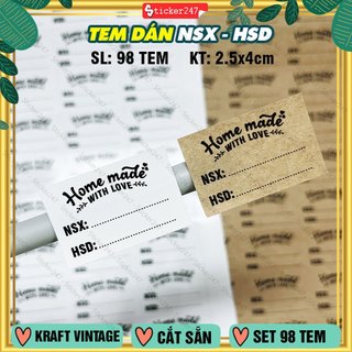 98 tem ghi ngày sản xuất và hạn sử dụng 🌈𝑭𝒓𝒆𝒆𝒔𝒉𝒊𝒑 tem nhãn homemade with love cắt sẵn dùng dán hộp bánh
