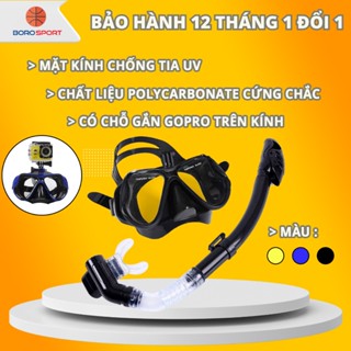 Mặt Nạ Lặn Kèm Ống Thở Bảo Hành 12 Tháng Kính Cường Lực Có Chân Gắn Gopro Cleacco MNL Boro Sport (có loại cho người cận)