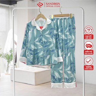 Bộ Đồ Ngủ Nữ Pijama Dài Tay Lụa Satin Cao Cấp Họa Tiết Đẹp Chất Liệu Mát Mềm Mịn Thấm Hút