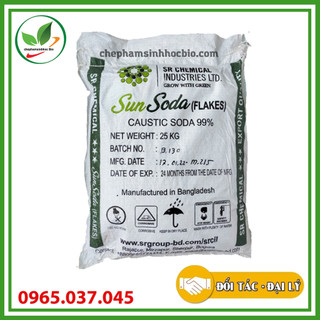 Xút vảy NaOH 99%, Sun Soda dùng trong xử lý nước thải, ngành công nghiệp giấy, vải. Bao 25kg