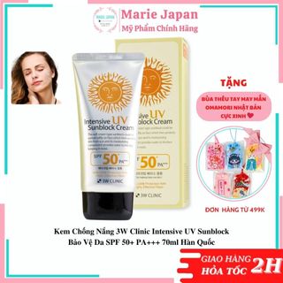 Kem Chống Nắng 3W Clinic Intensive UV Sunblock Bảo Vệ Da SPF 50+ PA+++ 70ml Hàn Quốc