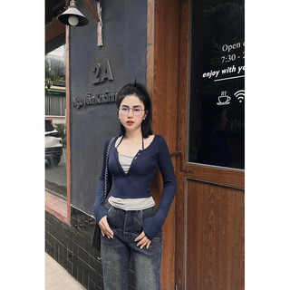 Áo thun Dazy dáng crop cổ yếm