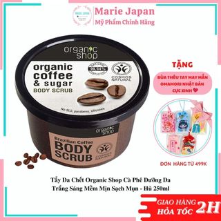 Tẩy Da Chết Organic Shop Cà Phê Dưỡng Da Trắng Sáng Mềm Mịn Sạch Mụn - Hủ 250ml