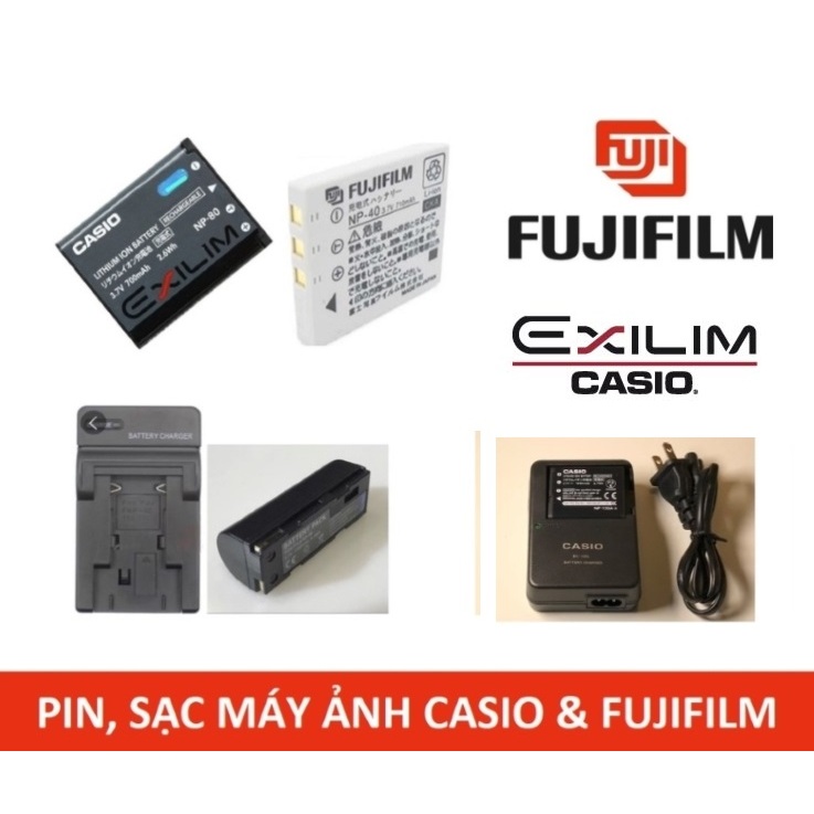 Pin, Sạc Máy ảnh Fujifilm, Casio ... dùng cho các dòng máy ảnh kỹ thuật số Fujifilm, Casio Exlim ...