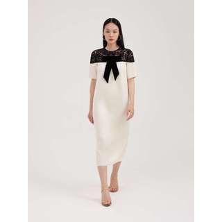 Đầm lụa phối ren Mauve Bowie dress