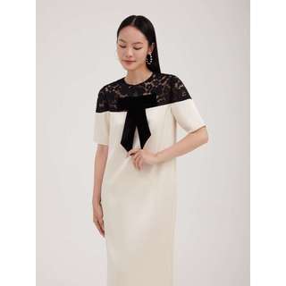 Đầm lụa phối ren Mauve Bowie dress