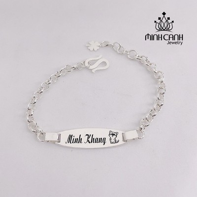 Lắc Bạc Khắc Tên Mắt Xích Tròn Cho Bé - Minh Canh Jewelry