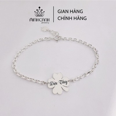 Lắc Tay Bạc Cỏ 4 Lá Khắc Tên - Minh Canh Jewelry
