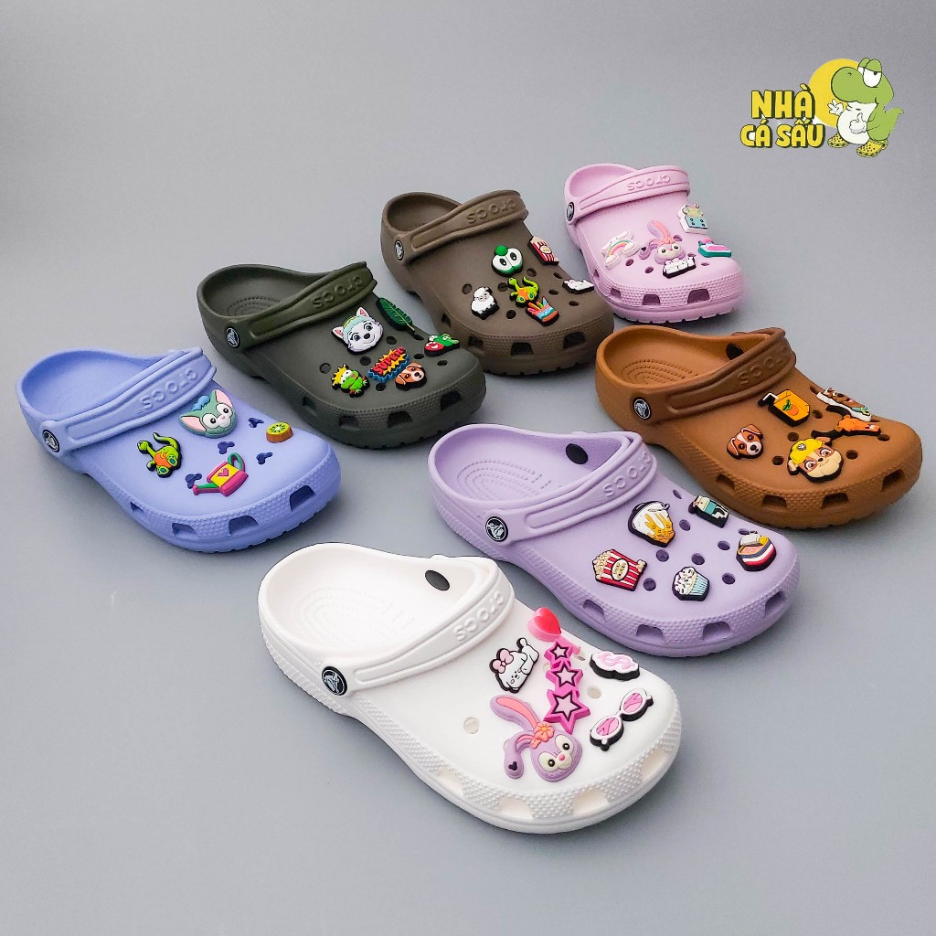 Dép crocs classic unisex chính hãng xuất dư Việt Nam, dép sục crocs classic nam nữ nhựa dầy đẹp loại A tặng jibbitz