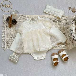 Body váy voan be hoa hồng tay bồng B1723