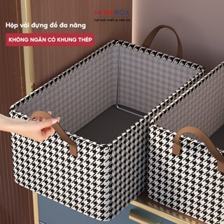 Hộp Vải Đựng Quần Áo Gấp Gọn Không Ngăn Có Khung Thép, Hộp Đựng Đồ Quần Áo Đồ Lót Sắp Xếp Tủ Quần Áo