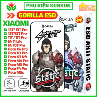Kính cường lực Xiaomi 13T 12T 11T Mi 11 12 Lite Poco C40 C65 X3 Pro NFC X4 X5 M3 M4 M5 F3 F4 GT Redmi 13C Gorilla ESD