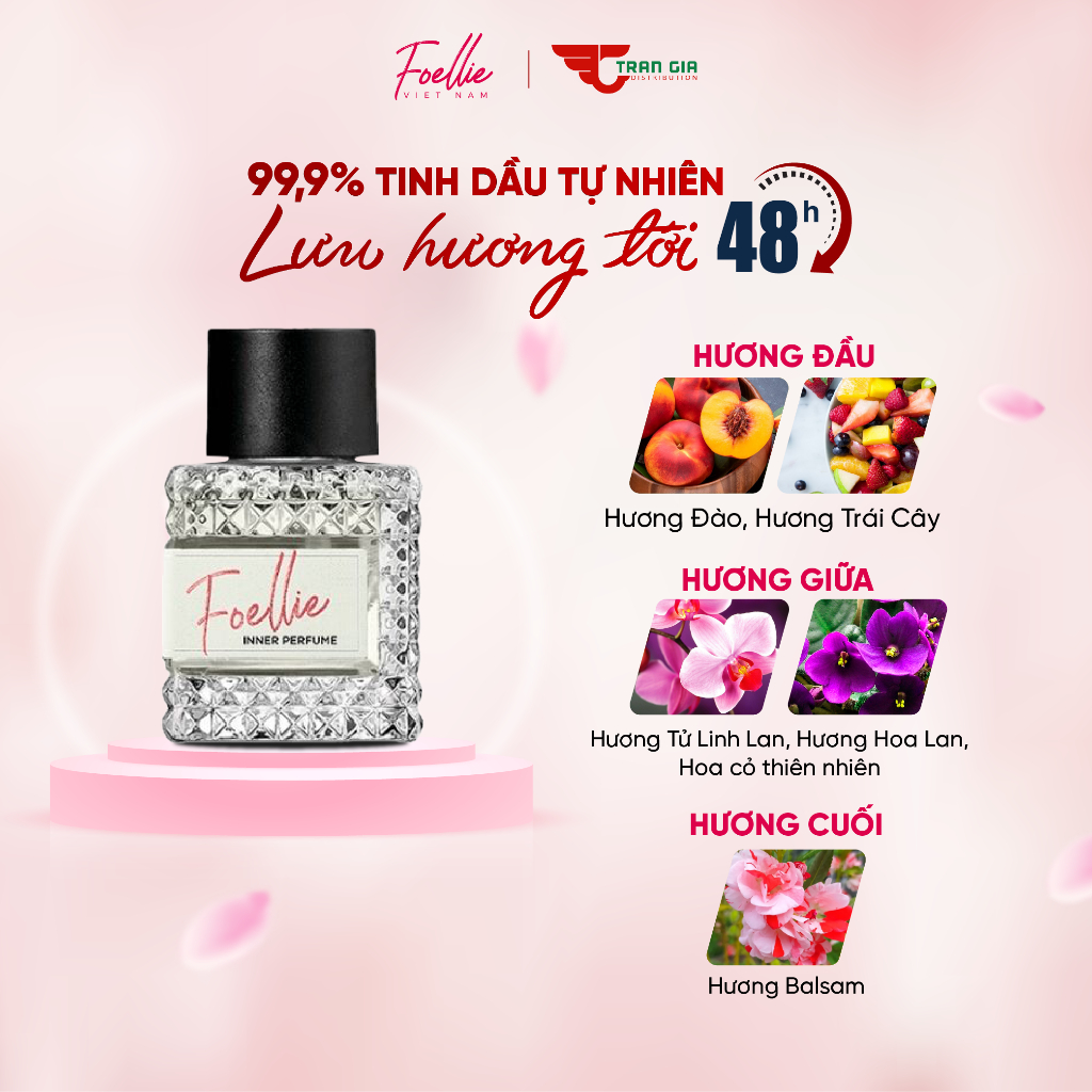 Nước hoa vùng kín FOELLIE Eau De BonBon Inner Perfume Cao Cấp Hàn Quốc, hương đào ngọt ngào, tươi mát 10ml