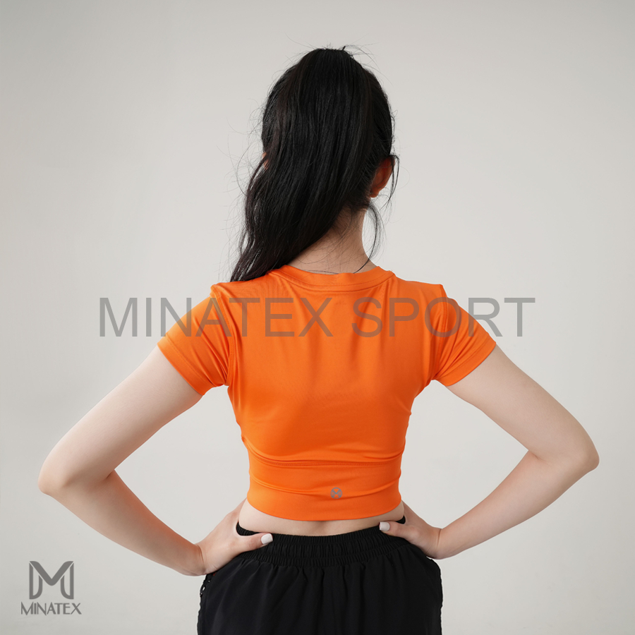 Áo croptop tập gym yoga, đai bo xiết eo có mút tròn dày đi kèm MINATEX, vải mềm, không xù, thấm hút mồ hôi tốt - C1