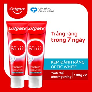  Bộ 2 Kem Đánh Răng Colgate trắng răng Optic White Exfoliating Mineral cho răng sáng bóng 100g/tuýp