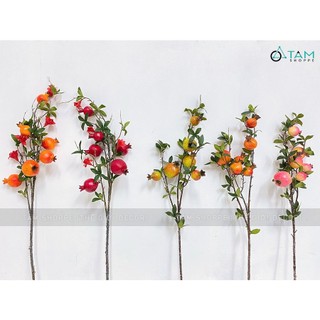 [06 trái - như thật-TẾT-CÓ HỎA TỐC] Cành lựu giả trang trí nhiều kiểu CANHTRAI-03