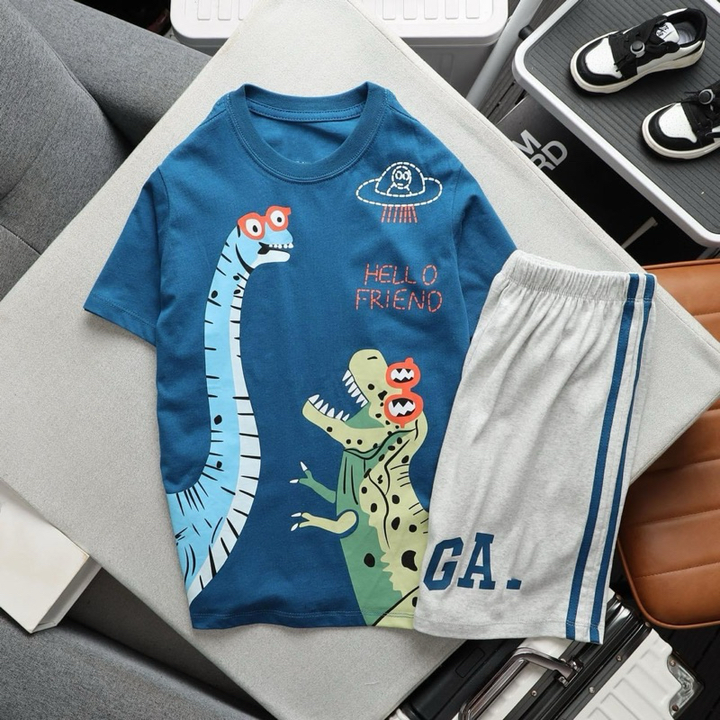 Đồ bộ bé trai, bộ đại tay ngắn cotton VNXK