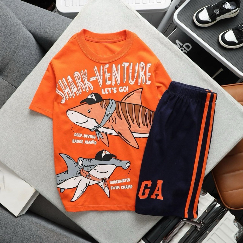 Đồ bộ bé trai, bộ đại tay ngắn cotton VNXK