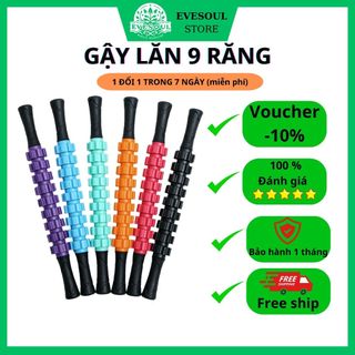  Gậy massage cầm tay 9 con lăn M1,cây mát xa dãn cơ bắp chân tay cổ vai gáy lưng toàn thân tập yoga gym chính hãng 