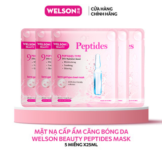 5 mặt nạ peptides cấp ẩm phục hồi welson beauty 5 miếng x 25ml