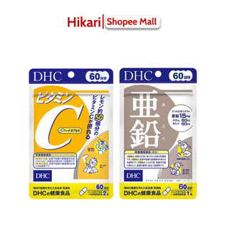 Combo Viên uống DHC Ngừa mụn Mờ thâm 60 Ngày (Kẽm 60 Viên/gói & Vitamin C 120 Viên/gói)