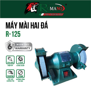 Máy mài hai đá ROMANO R125 R150 nhỏ gọn làm bóng, tạo nhám kim loại tiện lợi
