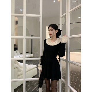 Váy Len Cổ Bèo Phối Trai