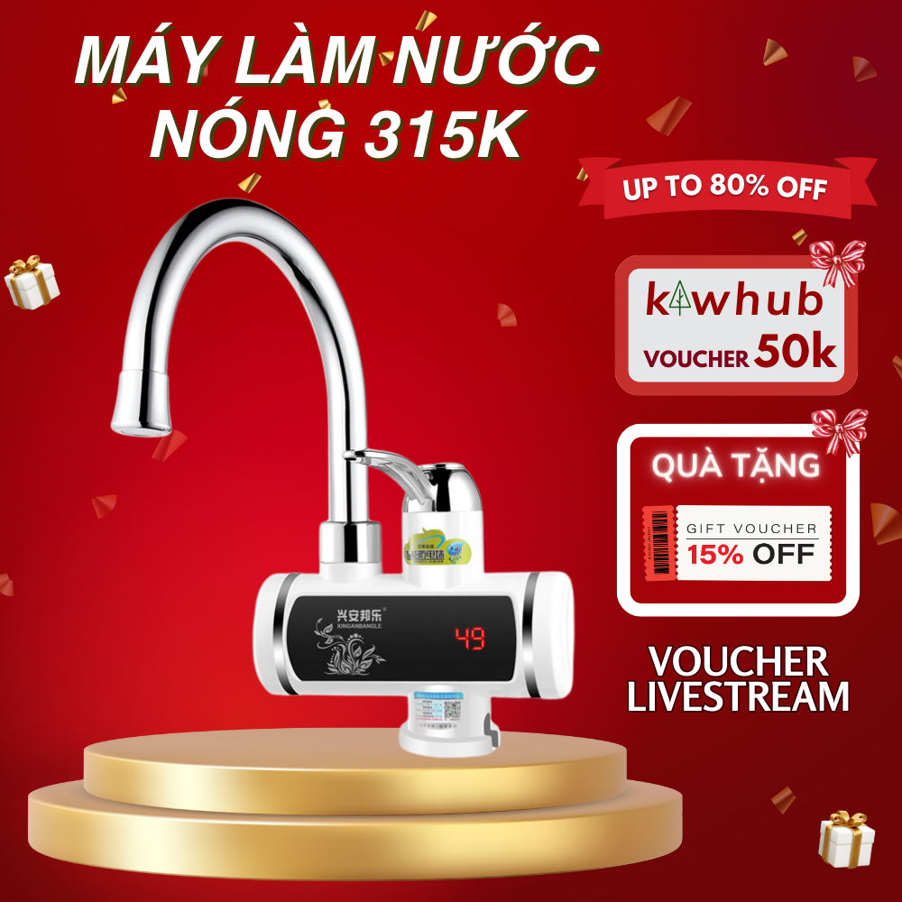 Máy Làm Nước Nóng Lạnh Lắp Đặt Tại Vòi KAW , Làm Nóng Nhanh, Cảm Biến Chống Giật An Toàn Sử Dụng