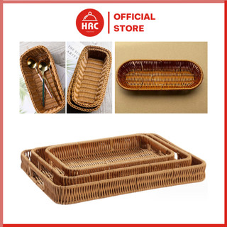  Khay Mây Rổ Tre Giỏ Nhựa Giả Mây Đựng Thức Ăn Đồ Khô Trang Trí Decor Giỏ Xinh Dáng Dài Chữ Nhật 