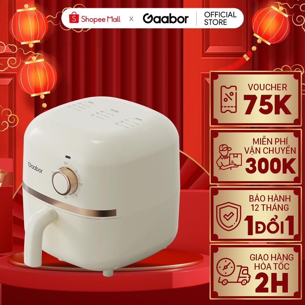 Nồi chiên không dầu GAABOR AF20M-YE01A dung tích 2L công suất 900W nóng nhanh, nhỏ gọn, xịn xò, nồi chiên giá rẻ