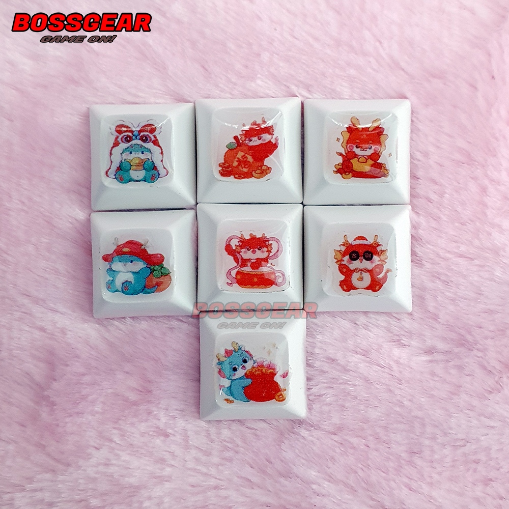 Một keycap lẻ cute chủ đề Năm Mới, Hình Rồng CUTE, Chuẩn DSA  Nhựa PBT, keycap artisan