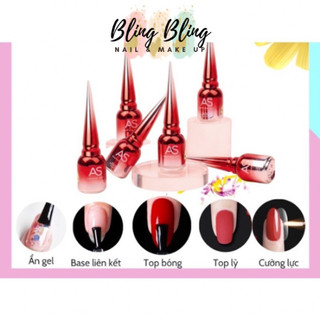 Sơn gel AS base, top, lì, cường lực 15ml chai đỏ
