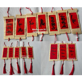Mành tre,liễn tre trang trí tết,treo cành đào,mẹt