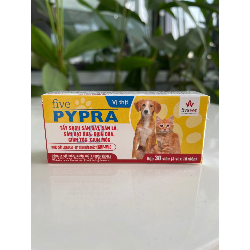 Tẩy sạch sán dây, sán lá, sán hạt dưa, giun đũa, giun tóc, giun móc.FIVE-PYPRA