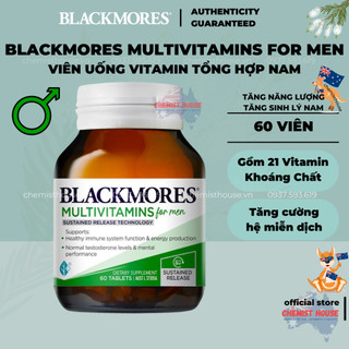 [Hàng chuẩn Úc] Vitamin tổng hợp cho Nam/đàn ông - Blackmores Multivitamin for Men 60V/90/150V