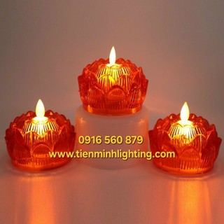 CẶP Đèn cầy hoa sen điện tử trong suốt bằng nhựa mica