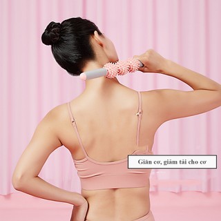 Gậy lăn massage bóng gai xoay 360 độ thư giãn cơ bắp, giảm đau nhức, mát xa toàn thân