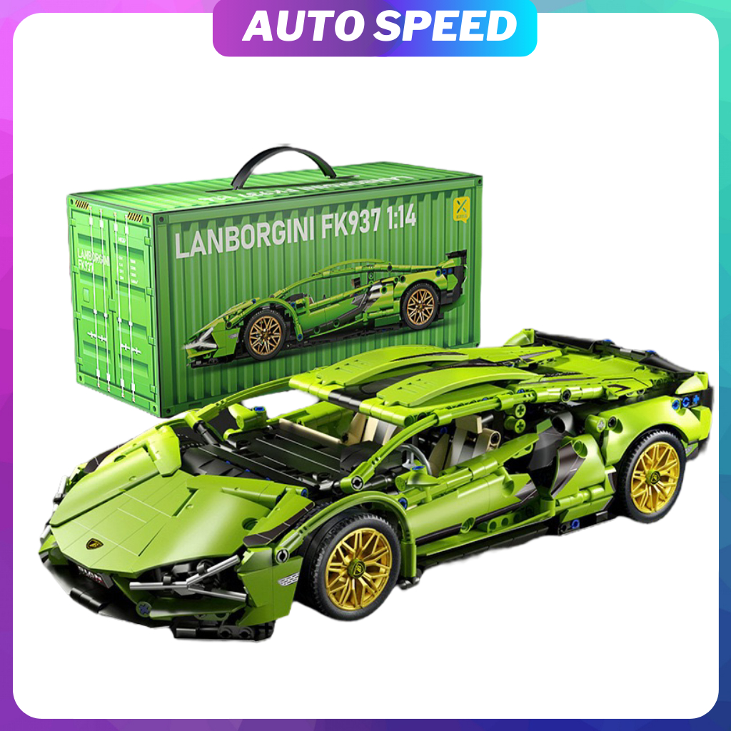 Mô hình trưng bày xe Lambo Sian tỉ lệ 1:14, mô hình lắp ráp siêu xe technic trưng bày autospeedbrick