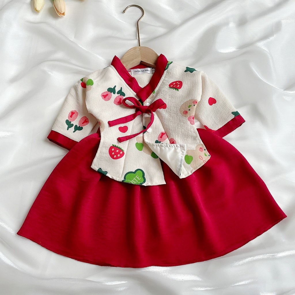 Set Váy Hanbok Dâu Tây Phong Cách Hàn Quốc Cho Bé Gái 1 2 3 4 5 Tuổi MINTSCLOSET Mint's Closet - GS1183