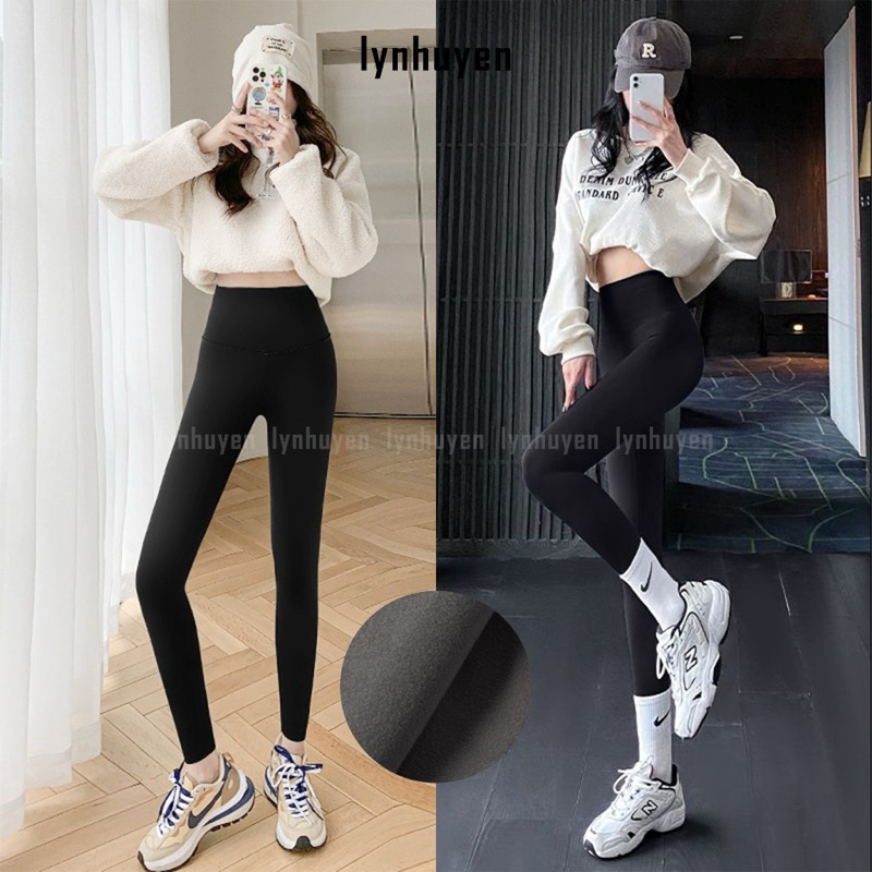 Quần nỉ legging cạp cao_quần legging mùa đông siêu ấm lưng cạp cao giữ nhiệt leggin ôm bó vải dày dặn